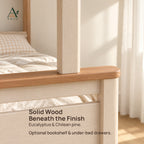 ANJU Solid Wood Bunk Bed Frame with 90cm Upper and 120cm Lower Levels, Ash Finish — image 4
