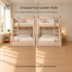 ANJU Solid Wood Bunk Bed Frame with 90cm Upper and 120cm Lower Levels, Ash Finish — image 5