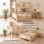ANJU Solid Wood Bunk Bed Frame with 90cm Upper and 120cm Lower Levels, Ash Finish — image 6