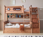 ANJU Space-Themed Wooden Bunk Bed with Optional Storage Stairs