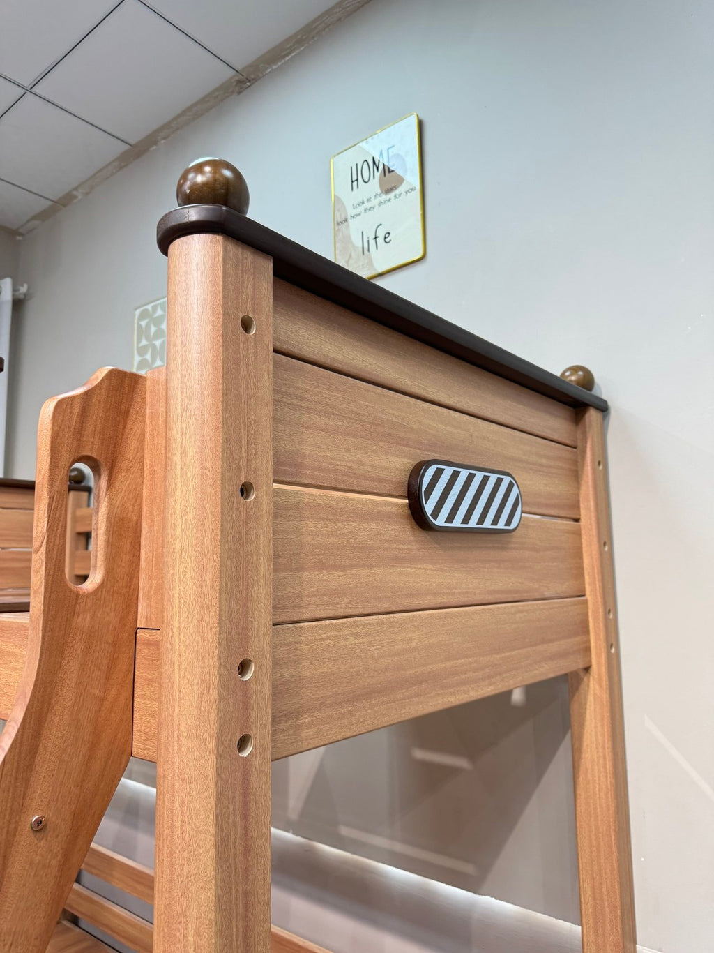 ANJU Space-Themed Wooden Bunk Bed with Optional Storage Stairs