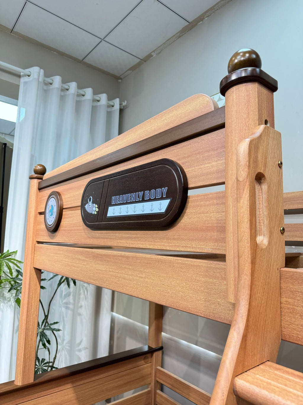 ANJU Space-Themed Wooden Bunk Bed with Optional Storage Stairs
