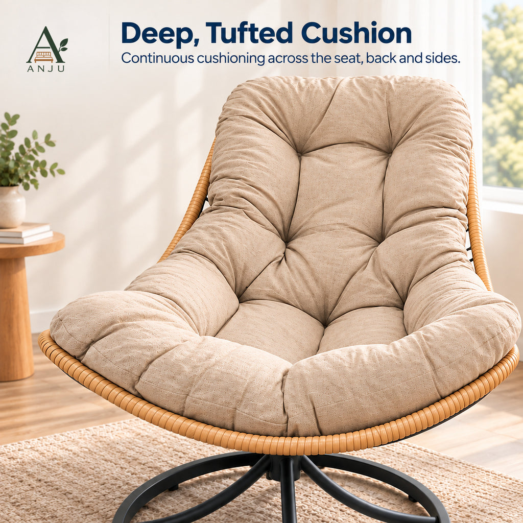 ANJU Swivel Rocking Lounge Chair, Beige — image 4
