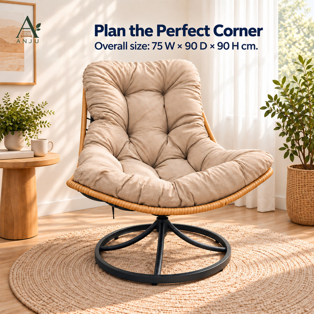 ANJU Swivel Rocking Lounge Chair, Beige — image 6