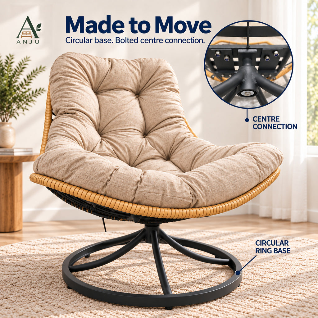 ANJU Swivel Rocking Lounge Chair, Beige — image 8