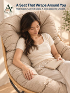 ANJU Swivel Rocking Lounge Chair, Beige — image 3