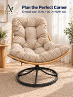 ANJU Swivel Rocking Lounge Chair, Beige — image 6