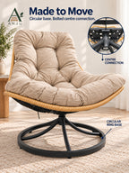 ANJU Swivel Rocking Lounge Chair, Beige — image 8