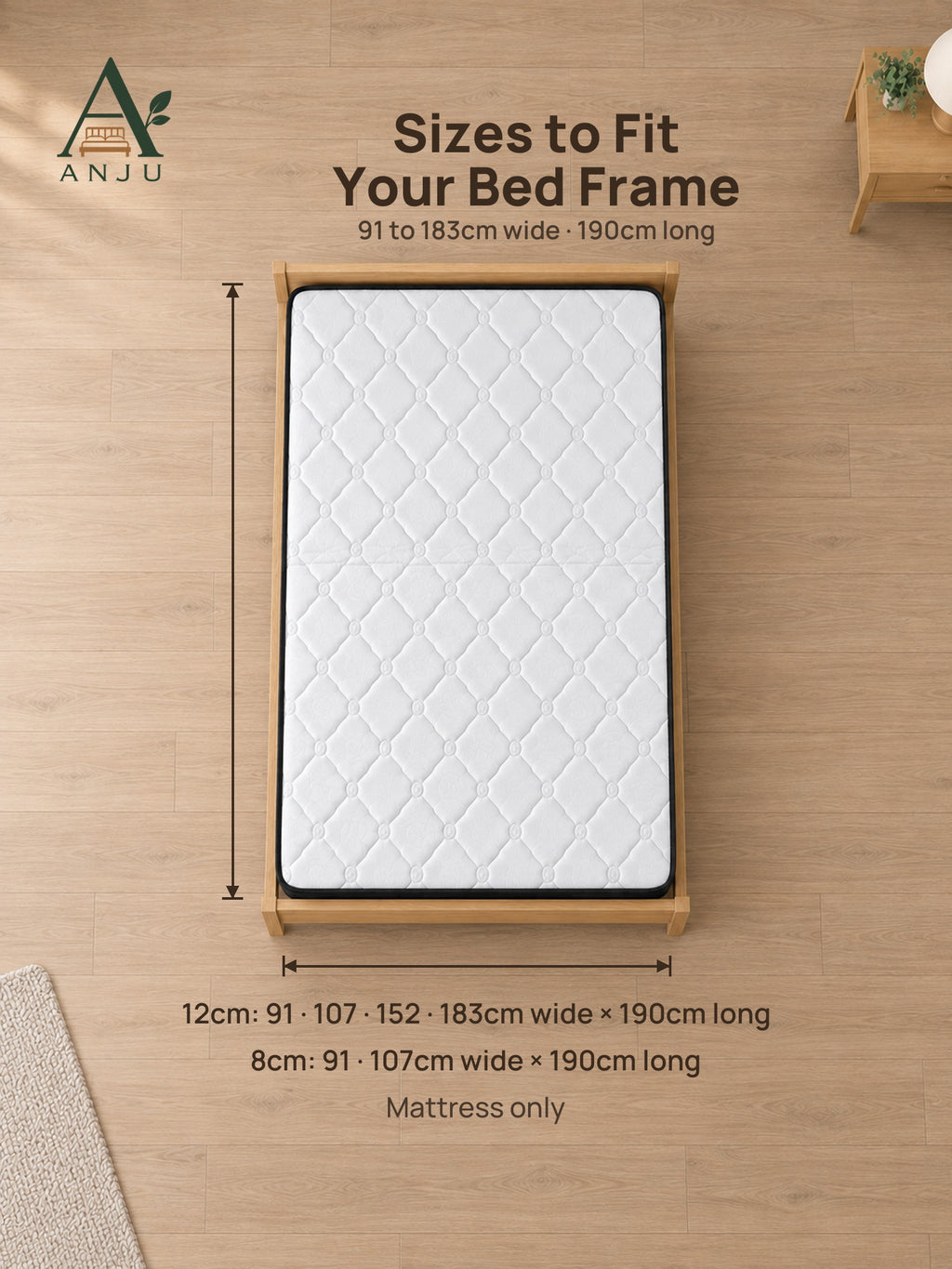 ANJU Two-Section Foldable Mattress, 8cm or 12cm, Single to King — view 3
