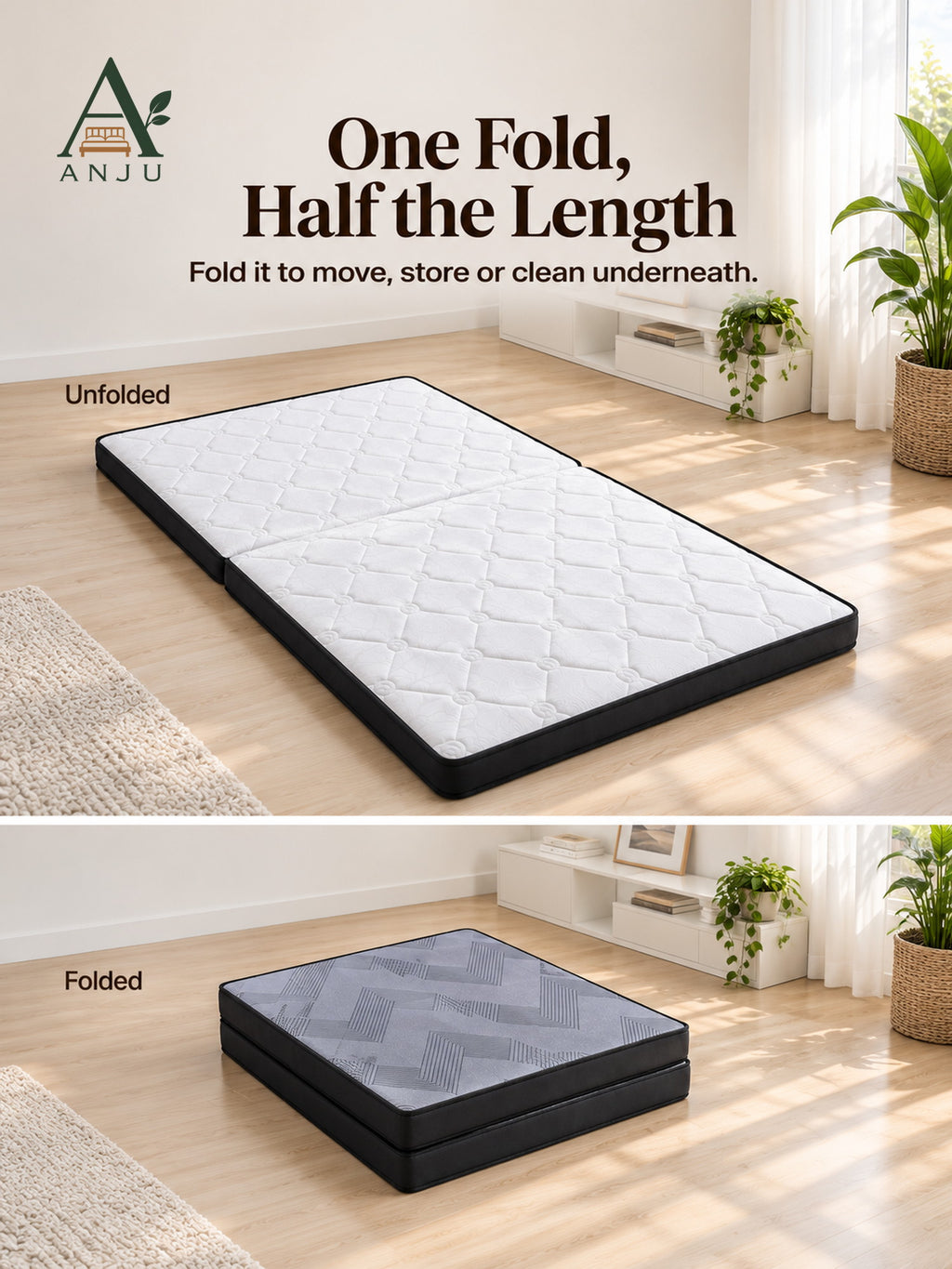 ANJU Two-Section Foldable Mattress, 8cm or 12cm, Single to King — view 4