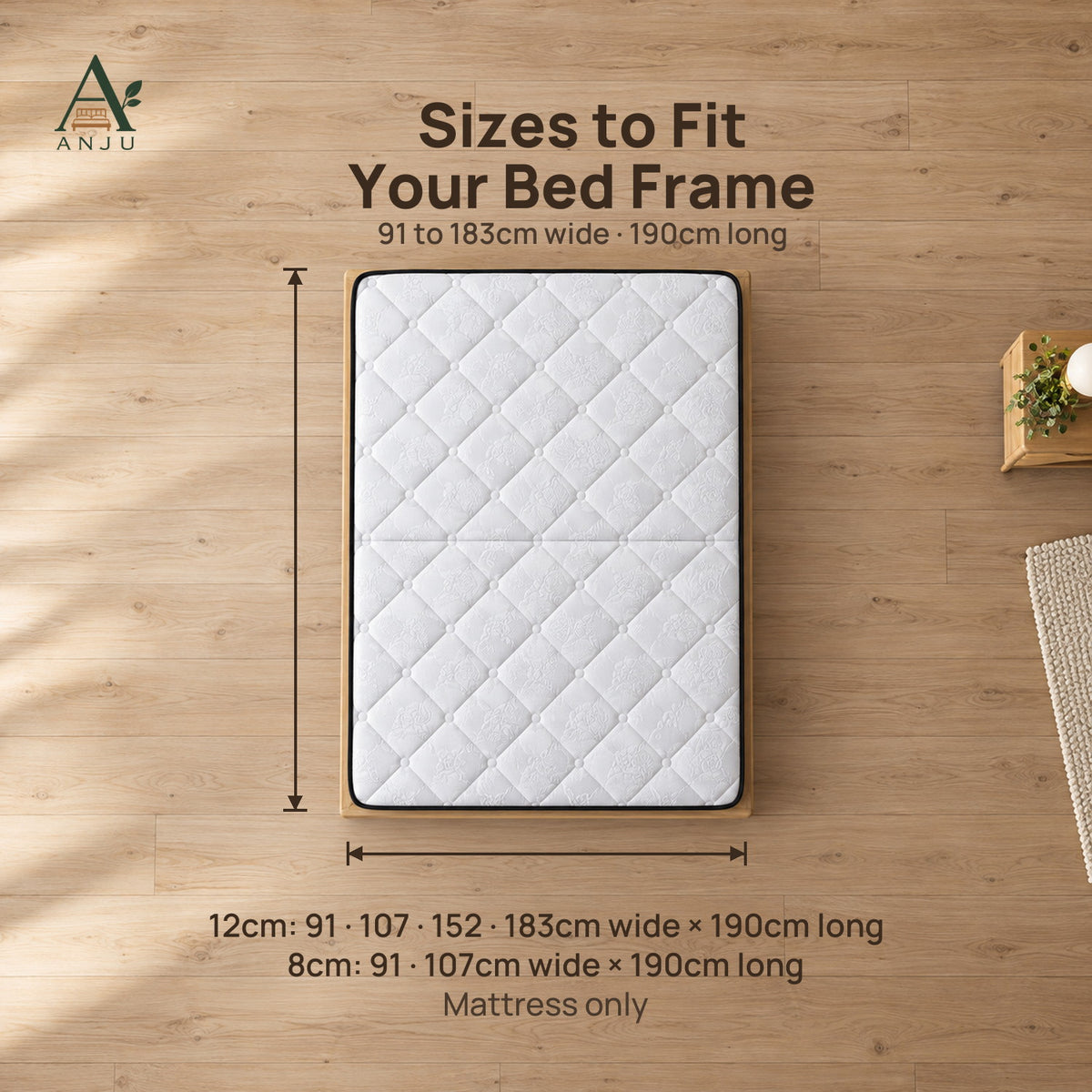 ANJU Two-Section Foldable Mattress, 8cm or 12cm, Single to King — image 3