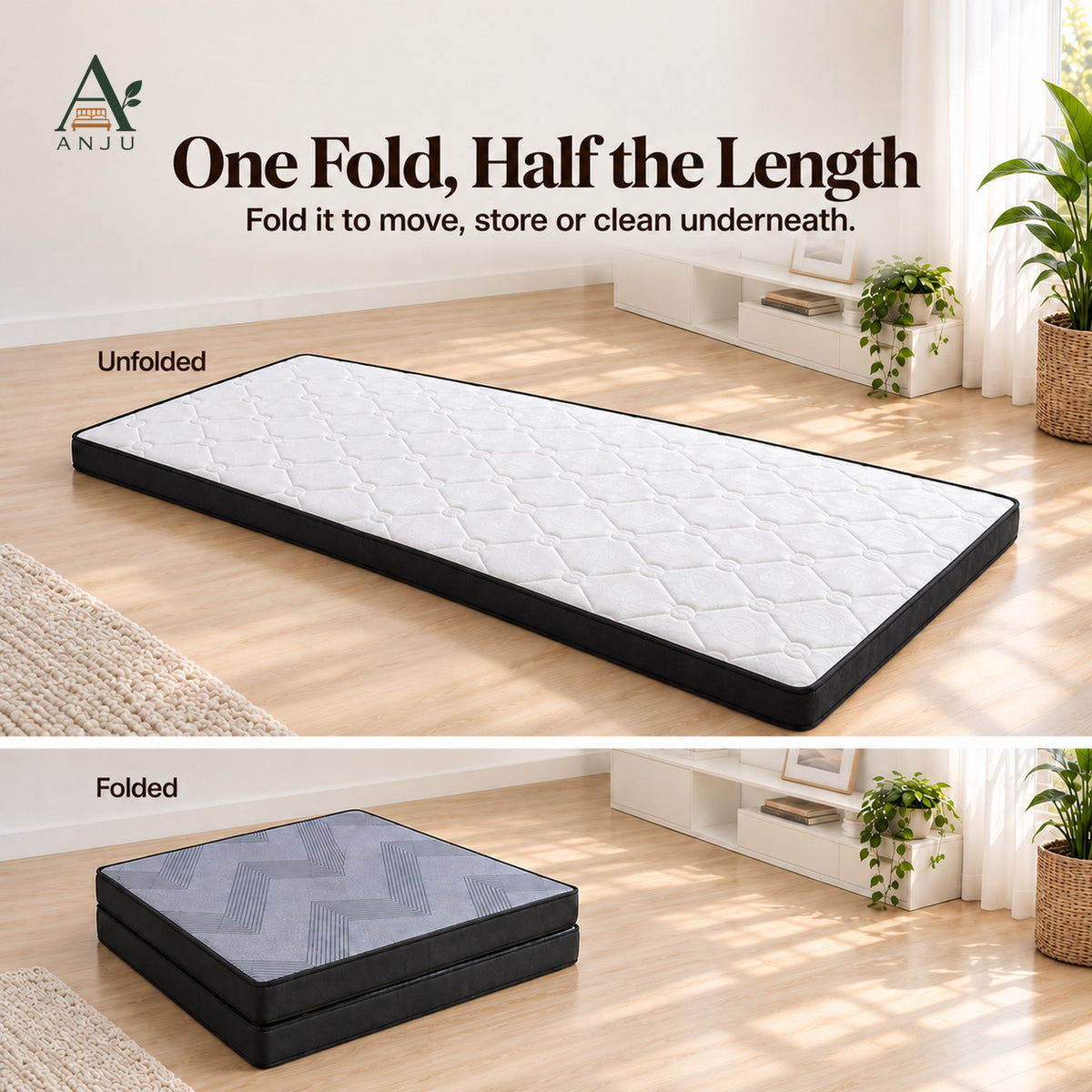 ANJU Two-Section Foldable Mattress, 8cm or 12cm, Single to King — image 4