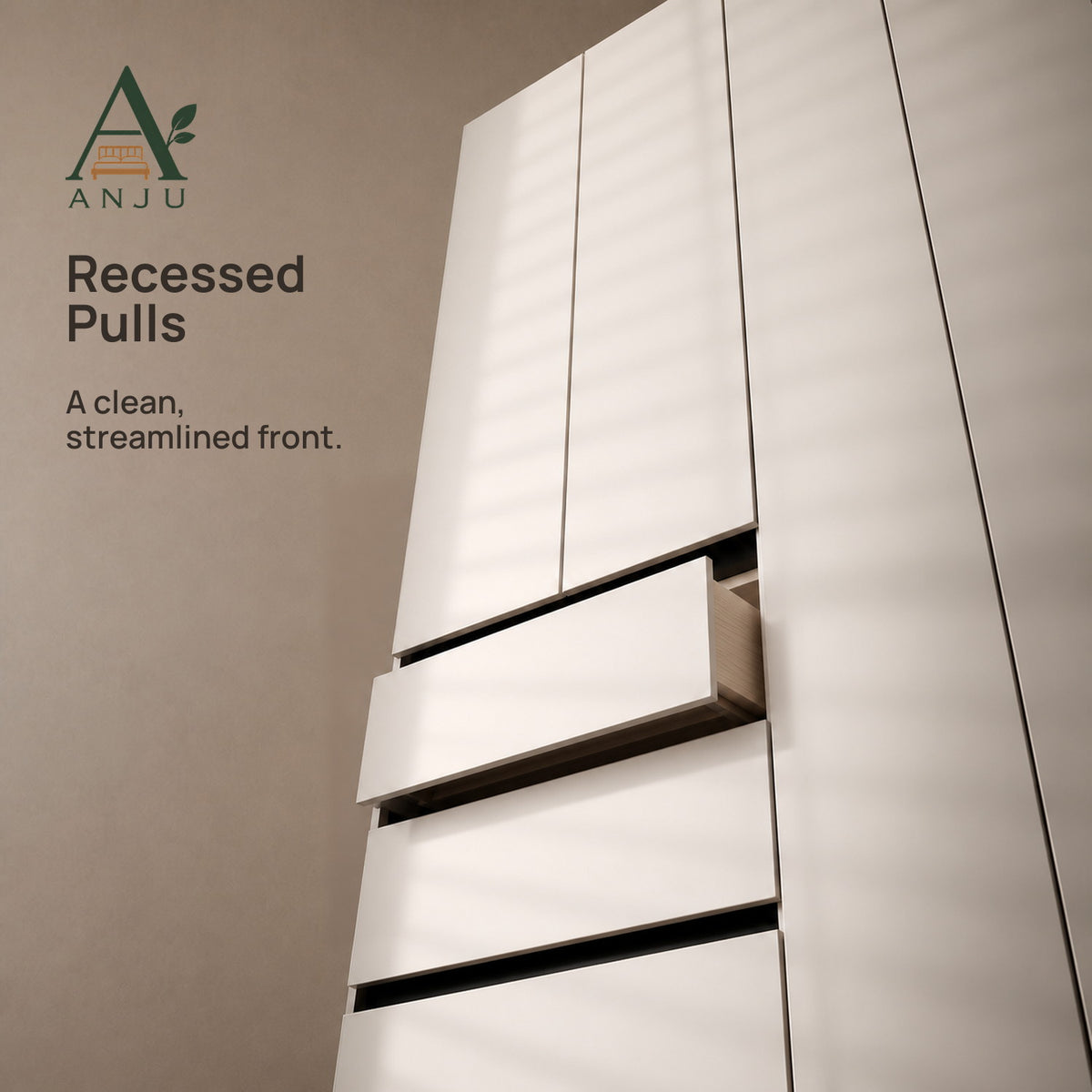 ANJU White 4-Door Solid Wood Wardrobe — image 5