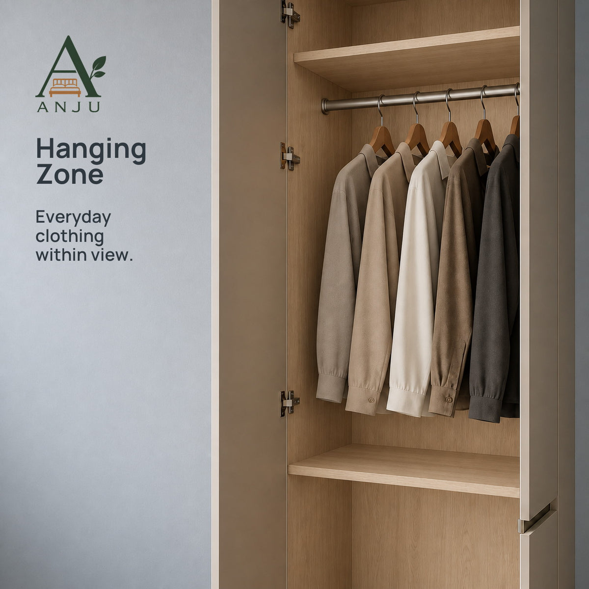 ANJU White 4-Door Solid Wood Wardrobe — image 7
