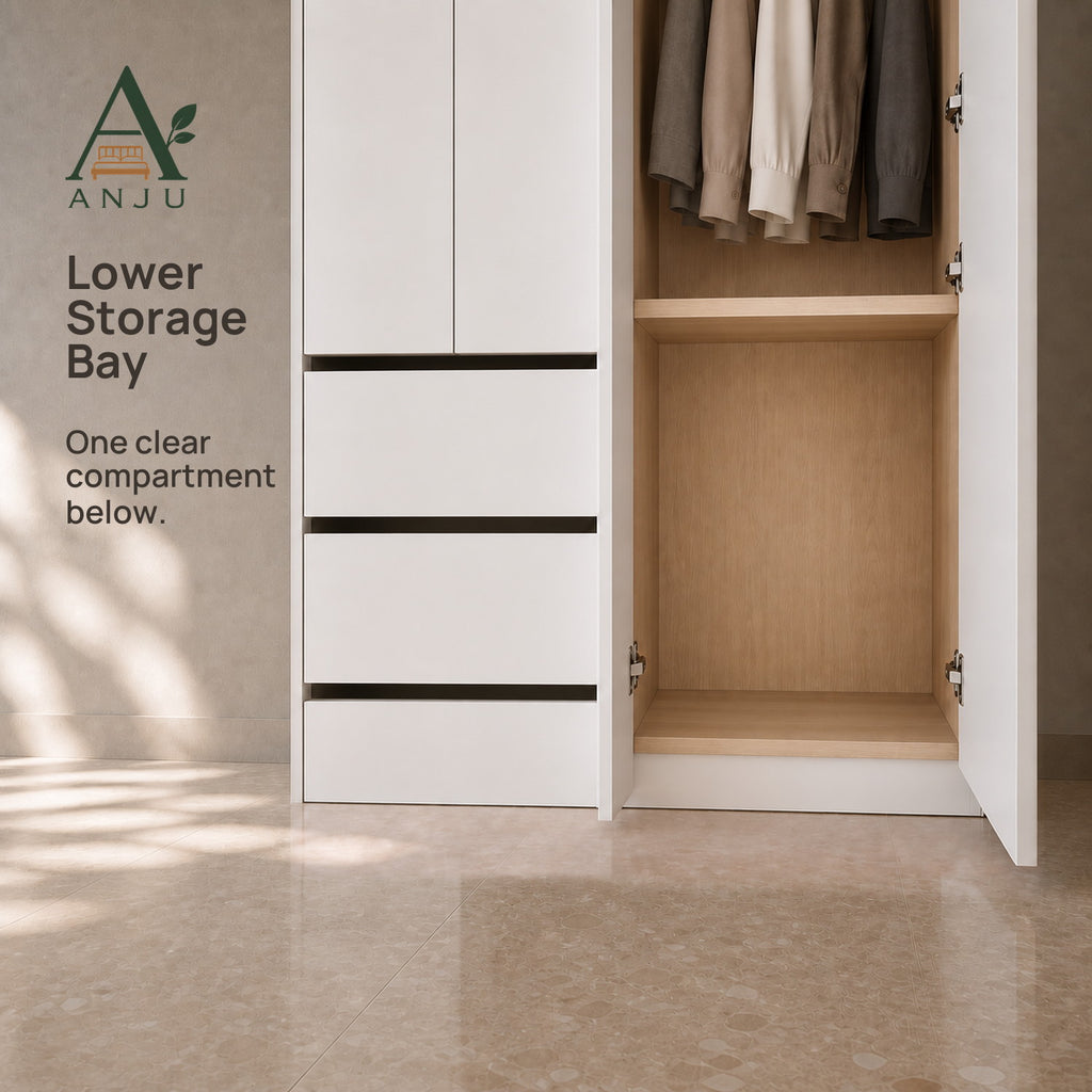 ANJU White 4-Door Solid Wood Wardrobe — image 8