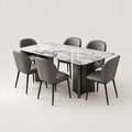 ANJU white pattern dining table set with 6 chairs