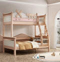 ANJU Windmill Wooden Bunk Bed with Pink Trim