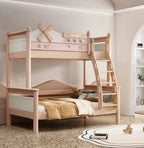 ANJU Windmill Wooden Bunk Bed with Pink Trim
