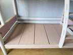 ANJU Pink and White Wooden Bunk Bed with Optional Storage Stairs