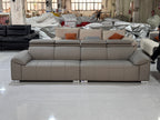 ANJU Adjustable Headrest Straight Sofa with Chrome Feet, Faux Leather, Tech or Suede-Feel Fabric, 130–360 cm