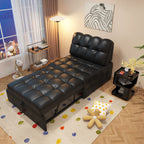 ANJU Armless Pull Out Sofa Bed with Square-Tufted Seat, Single or 2-Seater, 80–190 cm
