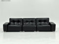 ANJU Glossy Button-Tufted Faux Leather Sofa with Chunky Arms and Metal Feet, 290–350 cm