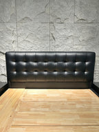 ANJU Deep Button-Tufted Storage Bed Frame with Full Gas Lift Base and 2 Drawers, Faux Leather, Queen or King