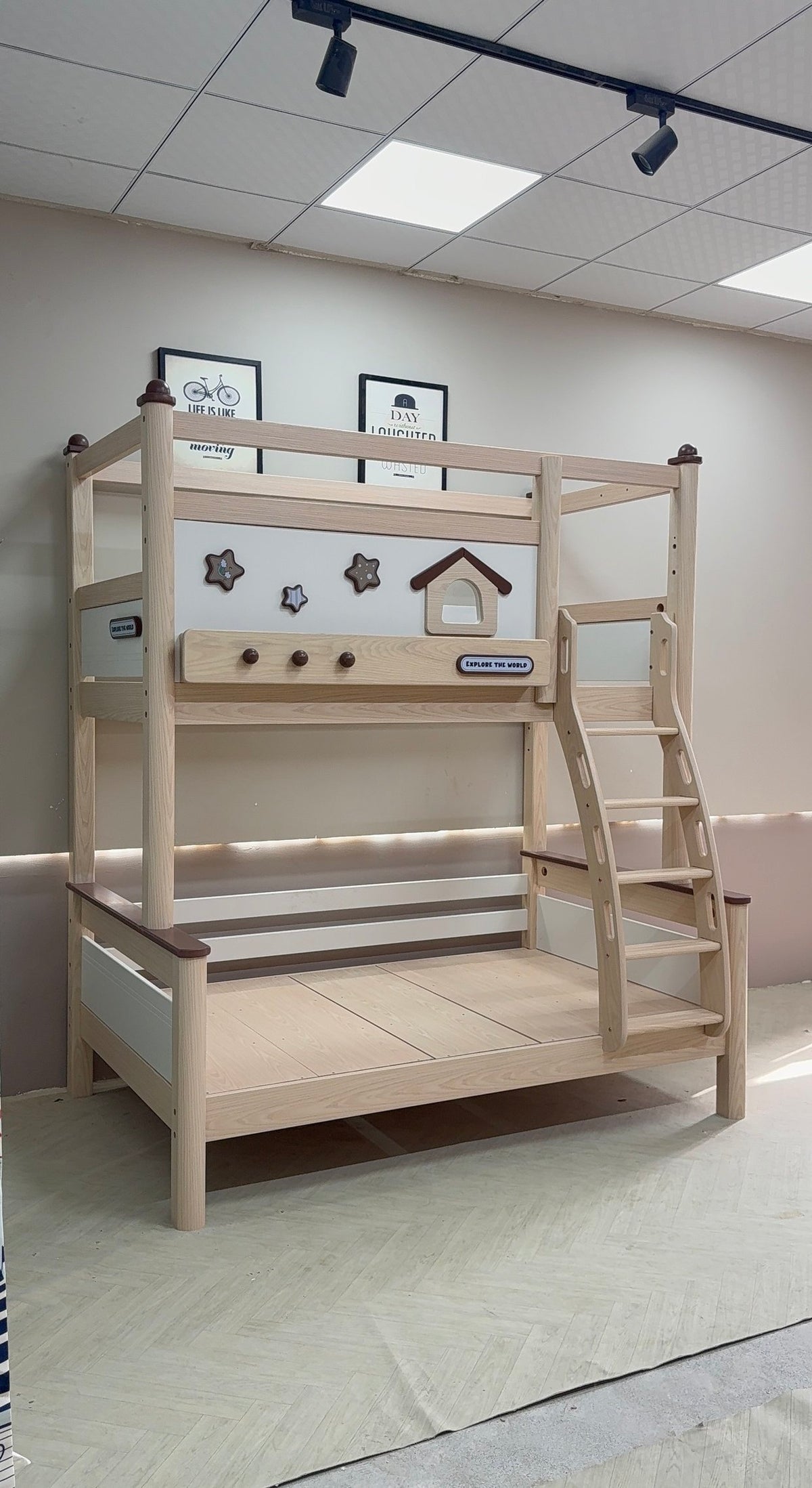 ANJU Wooden Canopy Bunk Bed with Optional Storage Stairs