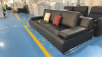 ANJU Vertical Channel-Stitched Sofa with Steel Base, Faux or Top-Grain Leather, 140–392 cm