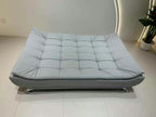 ANJU Foldable Sofa Bed with Button-Tufted Back and Chrome Angled Legs, Leather-Look Fabric, 183 cm
