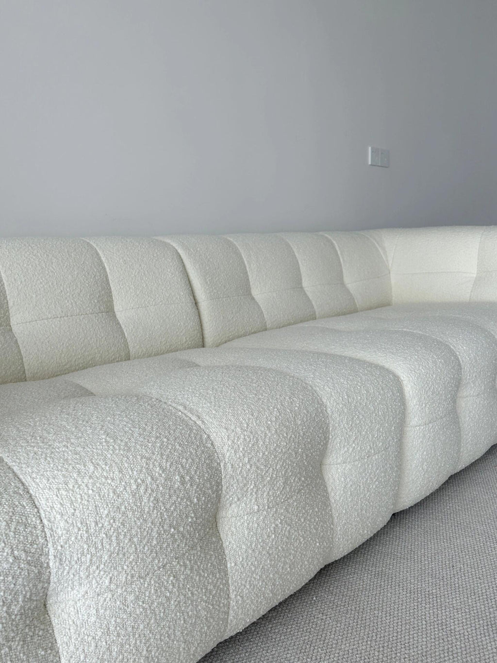 ANJU Chunky Block-Channel Boucle-Look Sofa, Lamb Fleece or Faux Leather, 180–400 cm