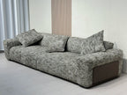 ANJU Speckled Fabric Sofa with Leather-Look Side Panels, 240–360 cm