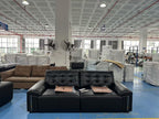 ANJU Button-Tufted Wide Faux Leather Sofa with Trimmed Arms, 130–380 cm