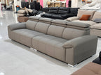 ANJU Adjustable Headrest Straight Sofa with Chrome Feet, Faux Leather, Tech or Suede-Feel Fabric, 130–360 cm