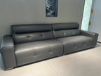 ANJU Adjustable Headrest Button-Tufted Faux Leather Sofa, 320–360 cm