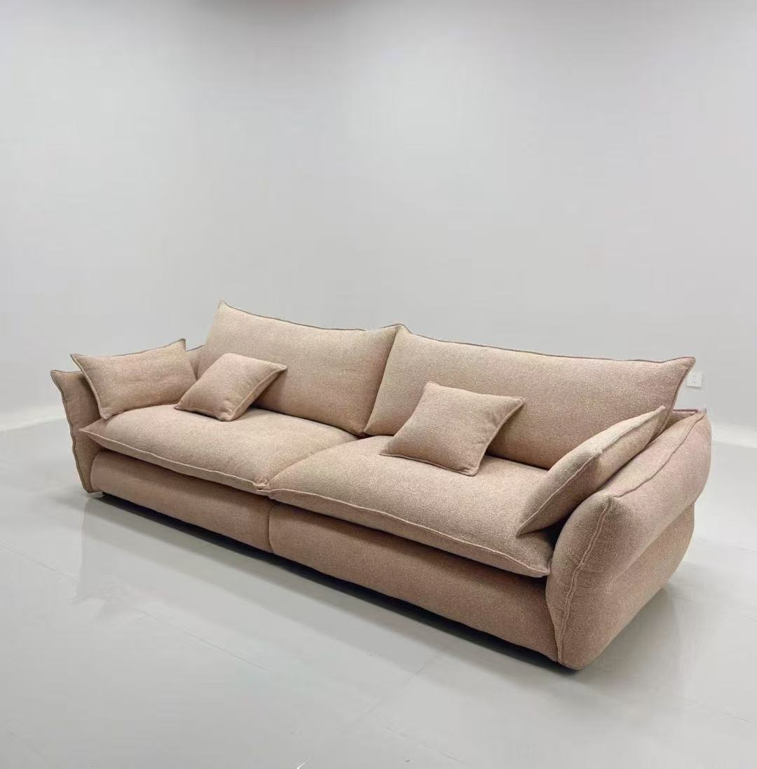 ANJU Wing-Arm Chenille Sofa with Plump Down-Blend Cushions, 260–340 cm