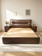 ANJU Wide Cushioned Headboard Storage Bed with Gas Lift Base and 2 Drawers, Queen or King