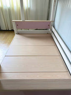 ANJU Pink and White Wooden Bunk Bed with Optional Storage Stairs