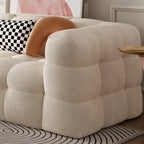 ANJU Chunky Block-Channel Boucle-Look Sofa, Lamb Fleece or Faux Leather, 180–400 cm