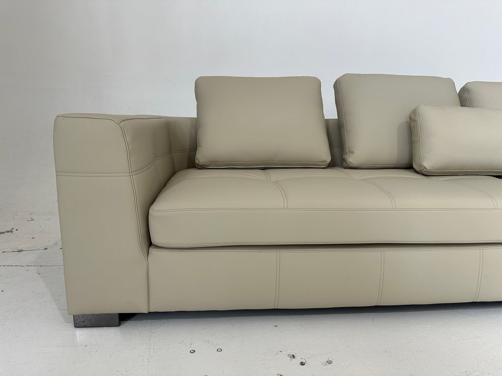 ANJU Boxy Square-Arm Sofa with Down-Blend Back Cushions, Faux or Top-Grain Leather, 250–350 cm