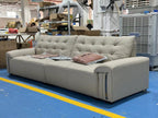 ANJU Button-Tufted Wide Faux Leather Sofa with Trimmed Arms, 130–380 cm
