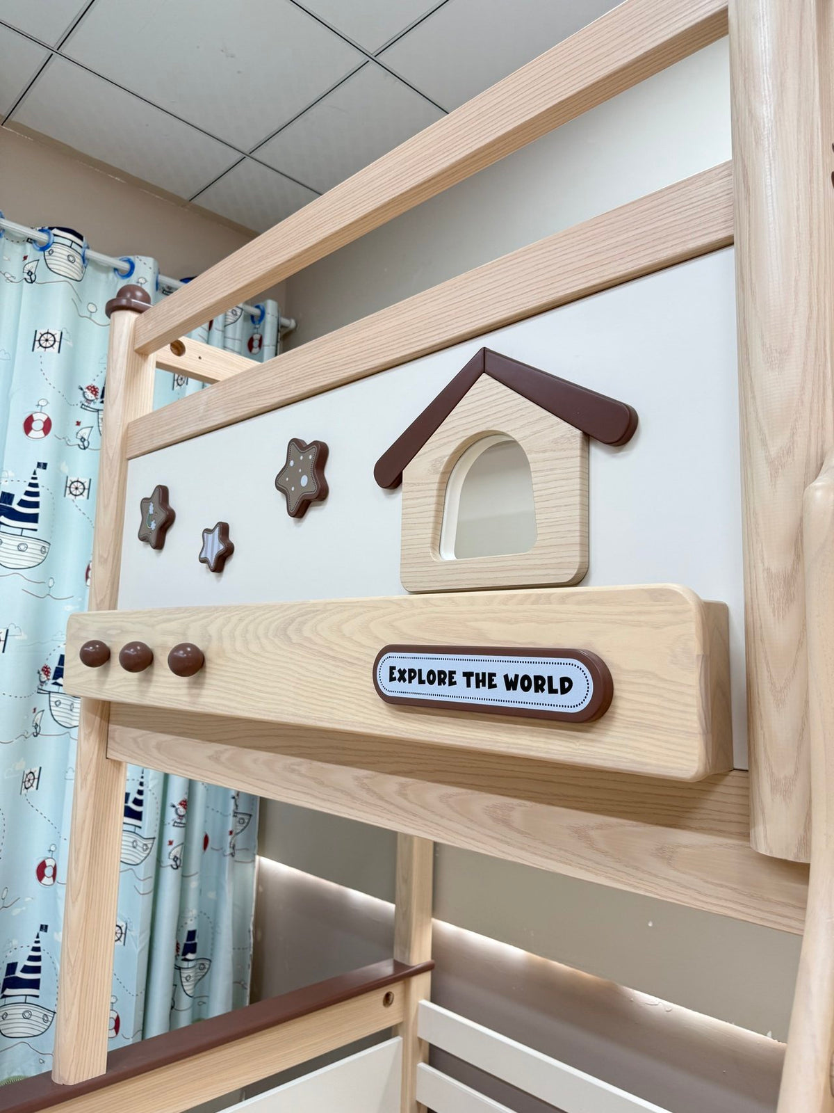 ANJU Wooden Canopy Bunk Bed with Optional Storage Stairs