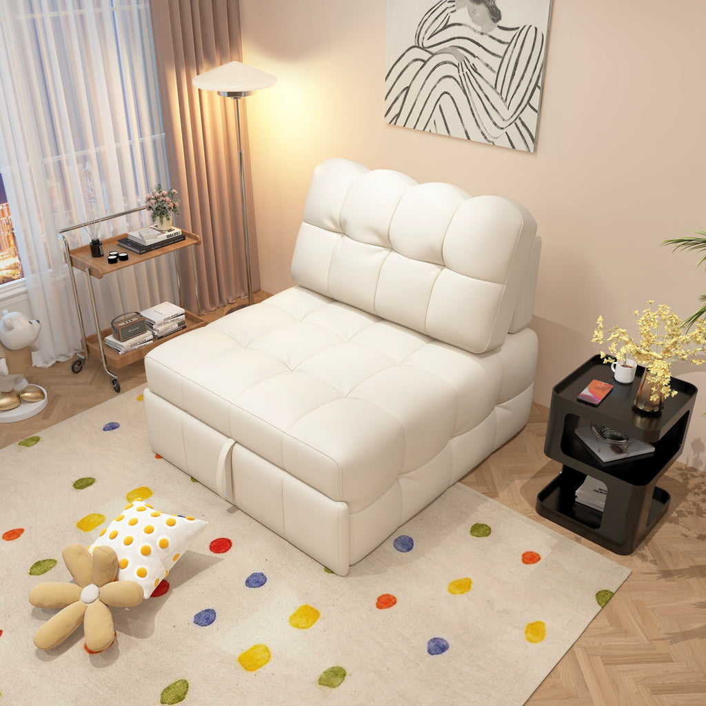 ANJU Armless Pull Out Sofa Bed with Square-Tufted Seat, Single or 2-Seater, 80–190 cm