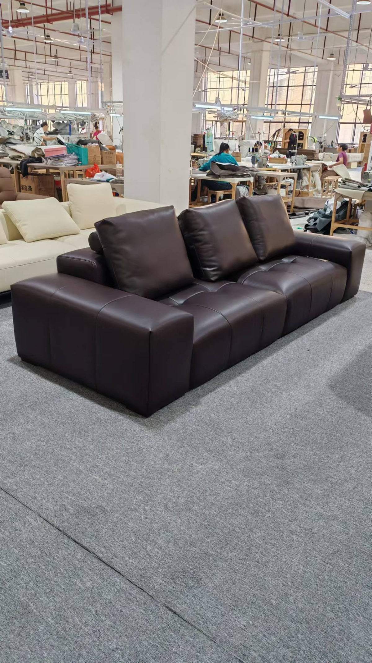 ANJU Low-Back Deep-Seat Faux Leather Sofa, 260–395 cm