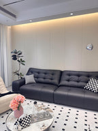 ANJU Biscuit-Tufted Plush Sofa, Faux or Top-Grain Leather, 130–400 cm