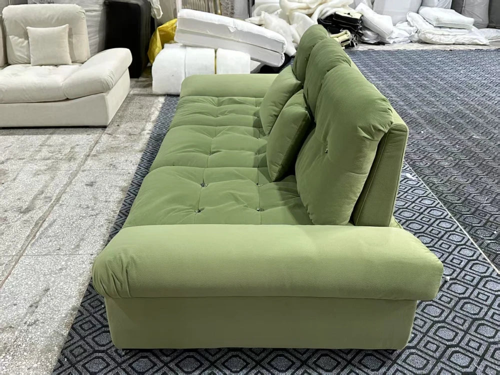 ANJU Adjustable-Back Modular Sofa with Button-Tufted Seat, Suede-Feel Fabric, 140–360 cm