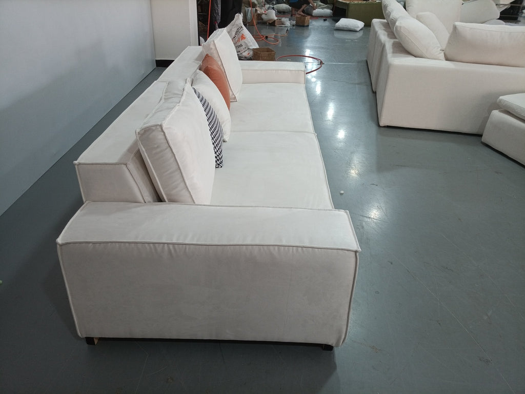 ANJU Boxy Square-Arm Modular Sofa, Suede-Feel Fabric, Faux or Top-Grain Leather, 120–360 cm
