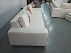 ANJU Boxy Square-Arm Modular Sofa, Suede-Feel Fabric, Faux or Top-Grain Leather, 120–360 cm