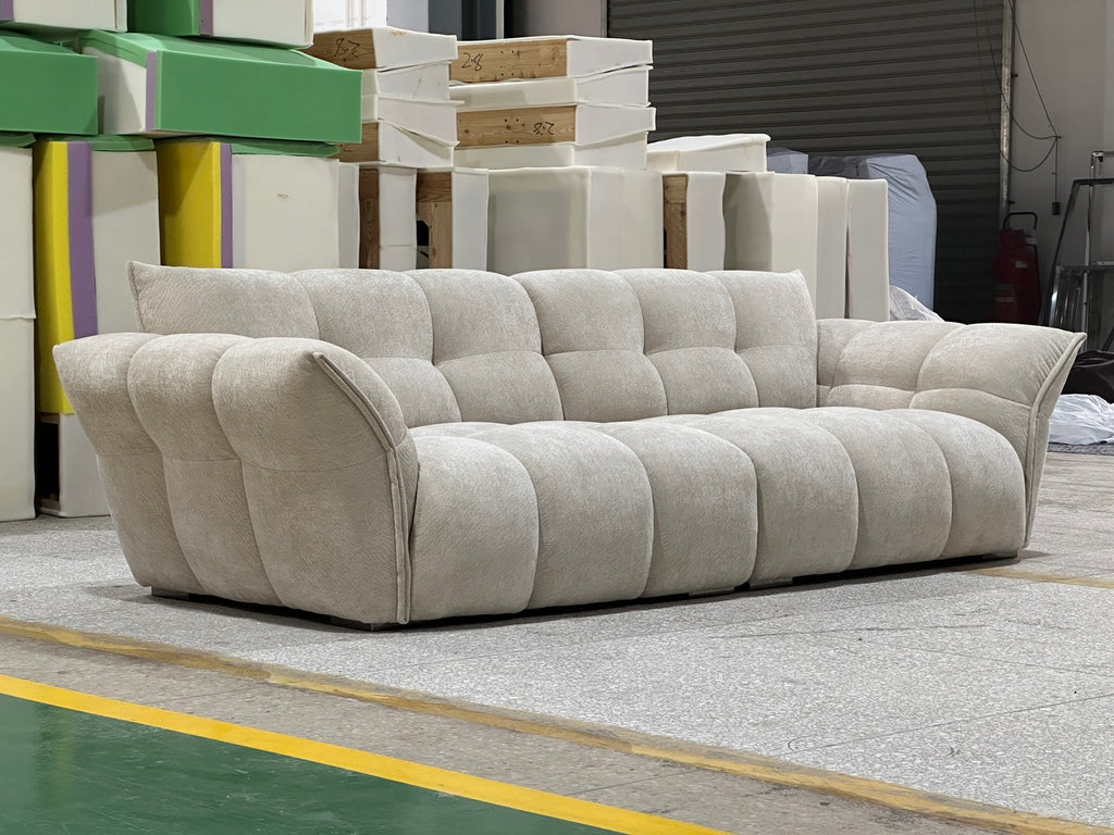 ANJU Channel-Tufted Chenille Sofa with Winged Arms, 140–328 cm