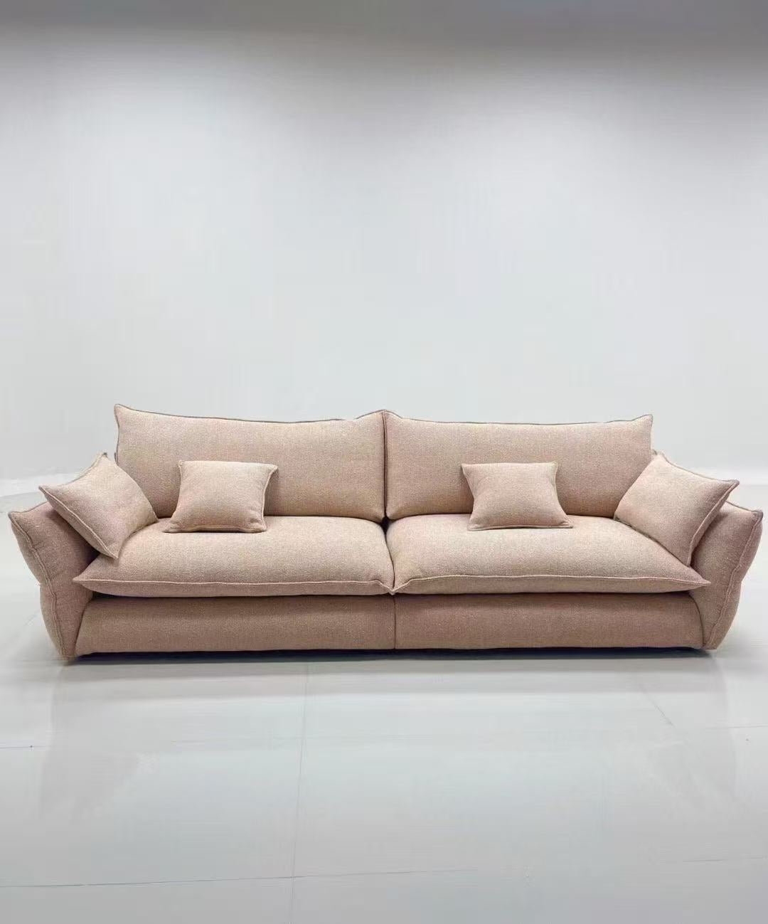 ANJU Wing-Arm Chenille Sofa with Plump Down-Blend Cushions, 260–340 cm